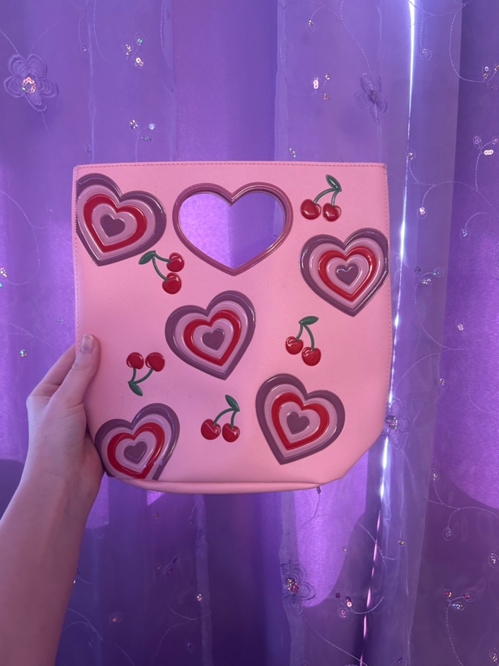 Bath & Body Works Pink Heart & Cherry Wristlet Clutch
